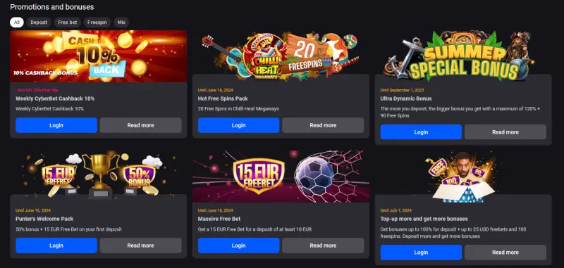 cyber.bet bonus offers